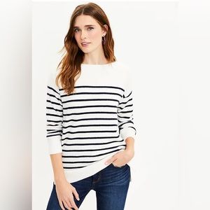 Loft Striped Heart Elbow Tunic Sweater